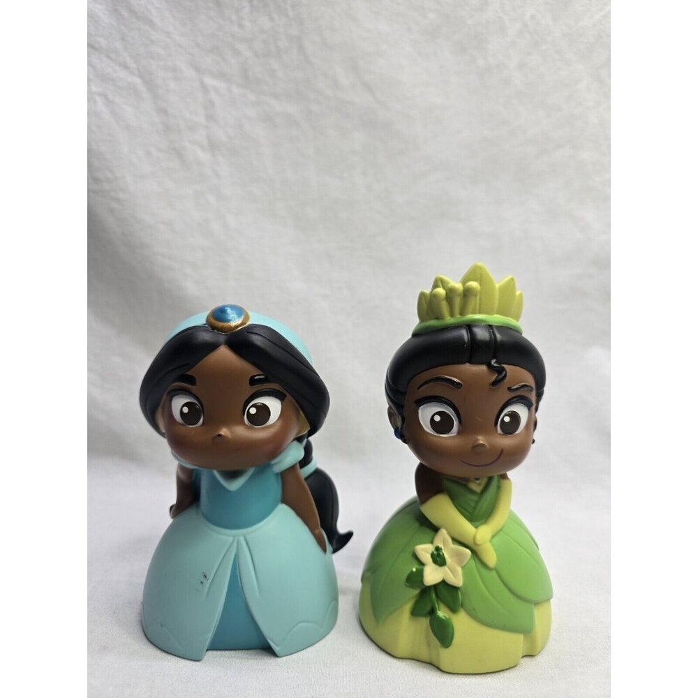 Tiana Princess and the Frog And Jasmine From Aladdin Plastic Bath Toys- Disney